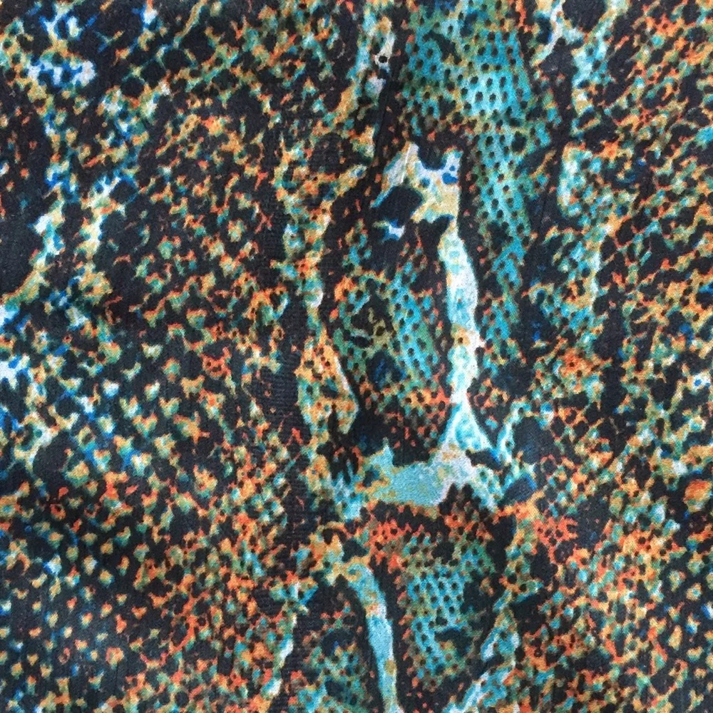 Cyrus Green With Snake Print Knit/Chiffon 3/4 Sleeve V-Neck Cardigan Size US L - Picture 7 of 8